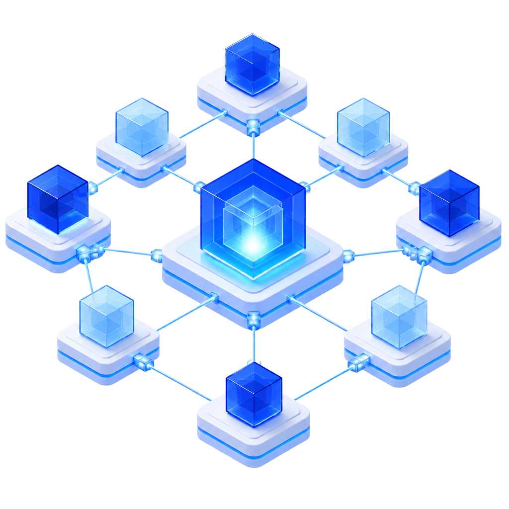 Isometric illustration of a connected community of MSPs supporting each other
