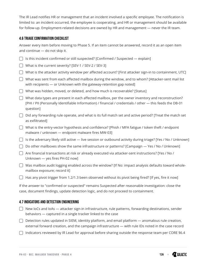 BEC playbook excerpt — page 11 of 12